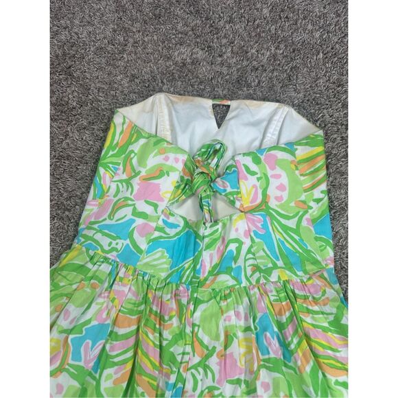 Lilly Pulitzer Strapless Richelle Mini Dress Elephant Ear Corset Top Tie Back 00 - Picture 6 of 13